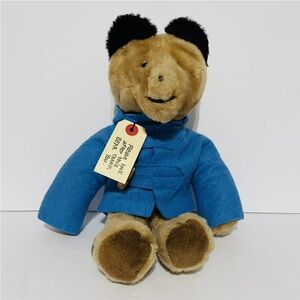 Vintage 1975 Paddington Bear Stuffed Animal Plush Toy w Blue Coat Eden Toy 14”